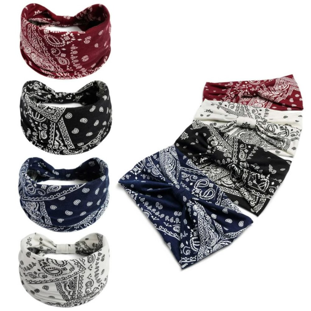 4pcs Headband Paisley Print Hair Band Accessory